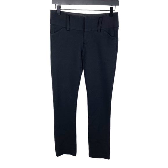 Alice + Olivia Wide Waistband Black Pants Stretch Soft Knit Size 2 - Picture 2 of 8